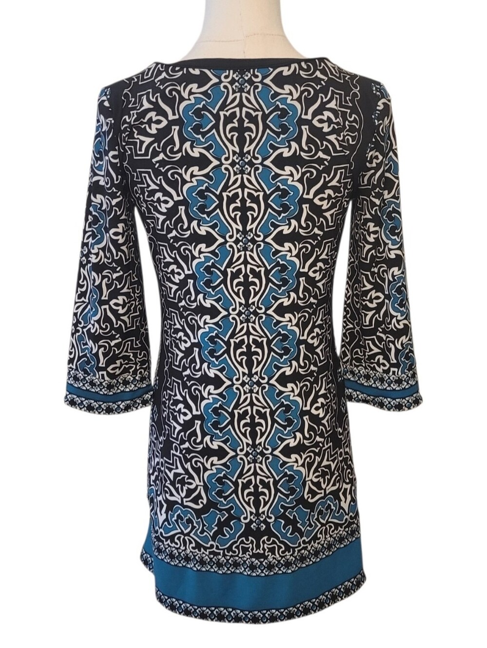 WHBM Black & Teal Long Sleeve Tunic Mini Dress Size XS - Picture 4 of 5